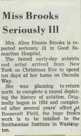 Undated News Account of Rhonie's Hospitalization, Ca. 1963 (Source: Roberts)